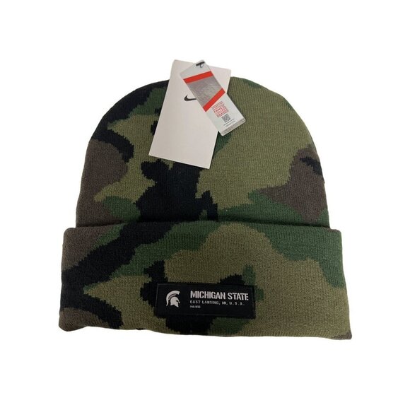 NEW! Nike Michigan State University Spartans Military Collection Beanie Hat Camo - Picture 3 of 8